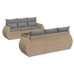 vidaXL Salon de jardin avec coussins 7 pcs beige résine tressée