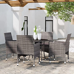 Maison Chic Salon de jardin de salle à manger 5 pcs,Table et Chaises d'extérieur,Mobilier de jardin Résine tressée Gris -MN66750