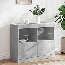 Maison Chic Commode Buffet - Meuble de rangement avec lumières LED gris béton 81x37x67 cm -GKD40195