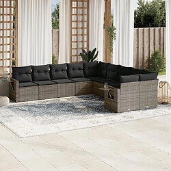 Maison Chic Salon de jardin avec coussins 10 pcs | Ensemble de Table et chaises | Mobilier d'Extérieur gris résine tressée -GKD86186