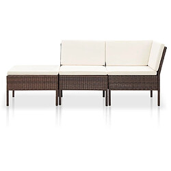 Maison Chic Salon de jardin 3 pcs + coussins - Mobilier/Meubles de jardin - Table et chaises d'extérieur Résine tressée Marron -MN95794