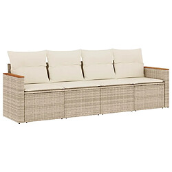 Maison Chic Salon de jardin avec coussins 4 pcs, Ensemble Tables et chaises de jardin,, Ensemble Tables et chaises de jardin, beige résine tressée -GKD561880