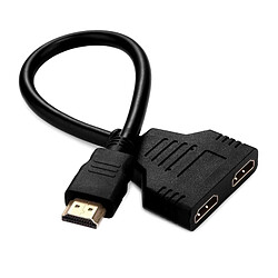 Wewoo Splitter Port HDMI 1080P Mâle vers 2 Femelle 1 2 Sortie Convertisseur Adaptateur Câble, Longueur: 30cm