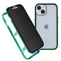 Coque en cadre métallique anti-spy, fermeture magnétique, anti-chutte pour votre iPhone 14 Plus - vert