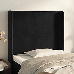 vidaXL Tête de lit avec oreilles Noir 83x16x118/128 cm Velours