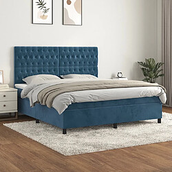 Maison Chic Lit Adulte - Lit simple Lit à sommier tapissier et matelas moelleux - Meuble de Chambre - Bleu foncé 180x200cm Velours -MN59147