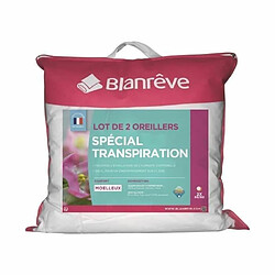 BLANREVE Lot de 2 Oreillers Spécial Transpiration - 60 x 60 cm - Blanc