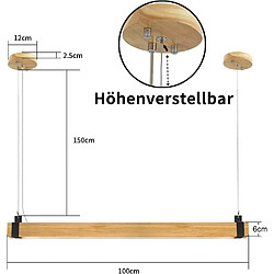 NETTLIFE Suspension LED Vintage Dimmable Diam.100CM Bois et Métal 19W Industrielle Lampe de Salle à Manger pour Salon Chambre Bureau pas cher