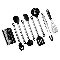 Avis 9pcs ustensiles de cuisine en silicone mis ustensiles de cuisine cuillère de cuisson avec support