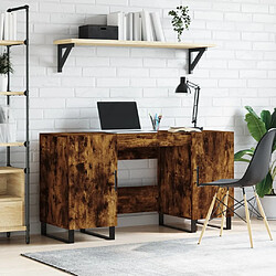 Maison Chic Bureau,Table de travail,bureau de travail pour chambre chêne fumé 140x50x75 cm bois d'ingénierie -GKD74230