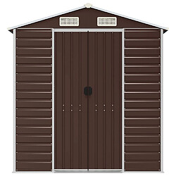 Helloshop26 Abri de jardin cabane cabanon maison de stockage remise extérieur hangar outils robuste 191 x 300 x 198 cm acier galvanisé marron 02_0022270