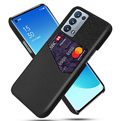 Coque en TPU + PU Hybride bien protégé en tissu de conception de fente pour carte noir pour votre Oppo Reno6 Pro+