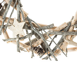 Feeric Lights And Christmas Couronne de Noël en bois et branches - Diam. 32 cm - Gris