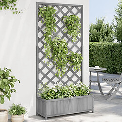 Maison Chic Jardinière,Bac à fleurs avec treillis - pot de fleur gris bois massif de sapin -GKD43377