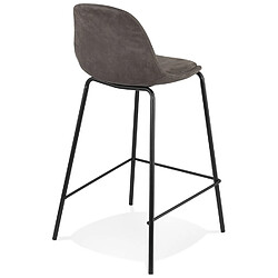 Avis Alterego Tabouret snack mi-hauteur 'GIRON MINI' en microfibre gris foncé et pied en métal noir