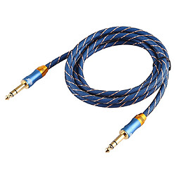 Avis Wewoo Câble audio tressé en nylon plaqué or à 4 sections EMK 6.35mm mâle à pour mélangeur amplificateurlongueur 2 m bleu