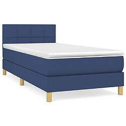 vidaXL Sommier à lattes de lit avec matelas Bleu 80x200 cm Tissu