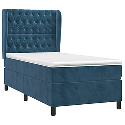 Avis Maison Chic Lit Adulte - Lit simple Lit à sommier tapissier avec matelas moelleux - Meuble de Chambre - Bleu foncé 90x200 cm -MN29264