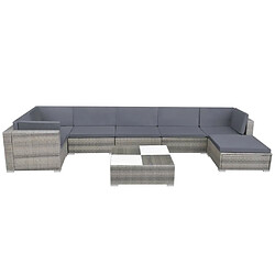 Maison Chic Salon de jardin 8 pcs + coussins - Mobilier/Meubles de jardin - Table et chaises d'extérieur Résine tressée Gris -MN94534