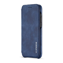 Wewoo Coque Pour iPhone XR Hon Ancient Series Etui en cuir avec fentes support et porte-cartes bleu