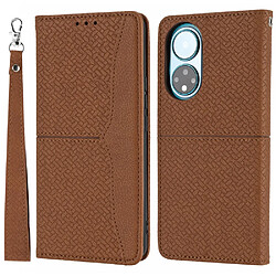 Etui en PU texture tissée, antichoc, magnétique avec support marron pour votre Honor 50 SE