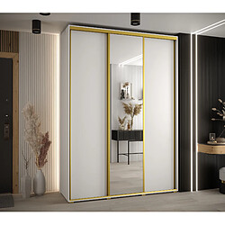 Abiks Meble Armoire à portes coulissantes Davos 3 235.2 x 170 x 45 3 portes coulissante (Blanc/Blanc/Or)