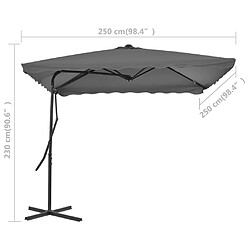 vidaXL Parasol d'extérieur avec mât en acier 250 x 250 cm Anthracite pas cher