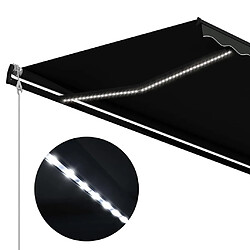 vidaXL Auvent rétractable capteur de vent et LED 500x300cm Anthracite pas cher