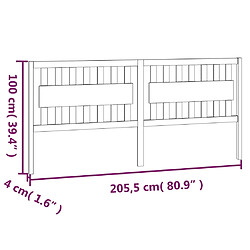 vidaXL Tête de lit Marron miel 205,5x4x100 cm Bois massif de pin pas cher