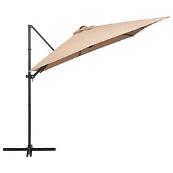 Acheter ComfortXL Parasol Déporté Avec LED Et Mât En Acier 250x250 Cm Taupe