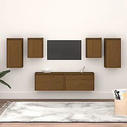 vidaXL Meubles TV 6 pcs Marron miel Bois massif de pin