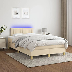 Sommier à lattes LED,Cadre à lattes de lit avec matelas pour Adulte Crème 120x200 cm Tissu -MN34465