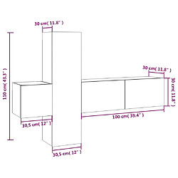 vidaXL Ensemble de meubles TV 3 pcs Chêne fumé Bois d'ingénierie pas cher