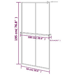 vidaXL Paroi de douche avec étagère Noir 100x195cm Verre ESG&Aluminium pas cher