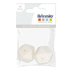 Artemio 2 perles silicone hexagonales - 17 mm - blanc