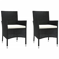 Acheter Maison Chic Ensemble de bistro 3 pcs coussins,Table + chaises + coussins de jardin noir poly rotin -GKD858247