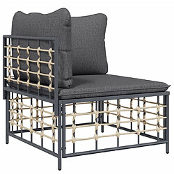 Acheter Maison Chic Salon de jardin 6 pcs + coussins - Mobilier/Meubles de jardin - Table et chaises d'extérieur anthracite résine tressée -MN49344