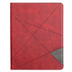 Etui en PU motif géométrique design cool fonction réveil/sommeil automatique rouge pour votre Apple iPad Pro 12.9 pouces (2020)/(2018)