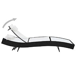 Maison Chic Chaise longue avec oreiller | Bain de soleil Relax | Transat Résine tressée Noir -GKD51224