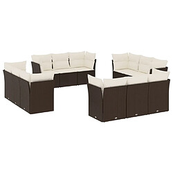 Maison Chic Salon de jardin avec coussins 12 pcs, Ensemble Tables et chaises de jardin, marron résine tressée -GKD136481