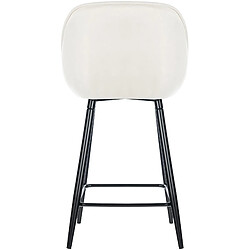 Decoshop26 Tabouret de bar chaise haute x1 assise effet capitonnée en velours crème et métal noir 10_0004890