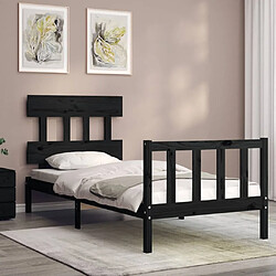 Avis Maison Chic Cadre/structure de lit avec tête de lit pour adulte - Lit Moderne Chambre noir petit simple bois massif -MN11649