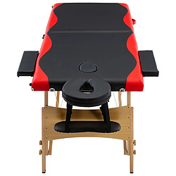 Avis vidaXL Table de massage pliable 2 zones Bois Noir et rouge