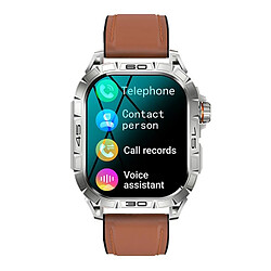 Yonis Montre Connectée Cuir Brun Suivi Santé Bluetooth