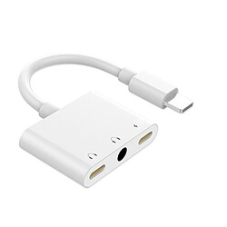 Justgreenbox Mini adaptateur double Lightning Splitter Convertisseur audio AUX avec prise casque 3,5 mm à deux ports - 3654657661427