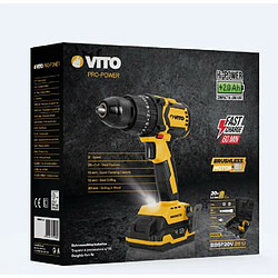 Perceuse Visseuse 20V + 2 batteries 2Ah Lithium Brushless VITO Chargeur Coffret accessoires pas cher