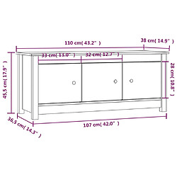 vidaXL Armoire à chaussures Marron miel 110x38x45,5 cm Bois pin massif pas cher