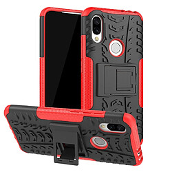 Wewoo Coque Renforcée Pneu Texture TPU + PC Housse de protection antichoc pour Xiaomi Redmi 7 avec support rouge