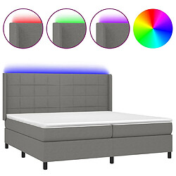 Sommier à lattes et matelas LED,Cadre à lattes de lit pour Adulte Gris foncé 200x200 cm Tissu -MN38249