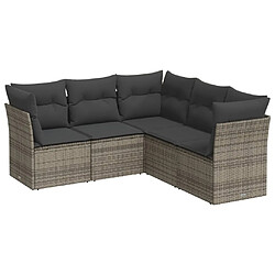 Maison Chic Salon de jardin 5 pcs avec coussins | Ensemble de Table et chaises | Mobilier d'Extérieur gris résine tressée -GKD47764